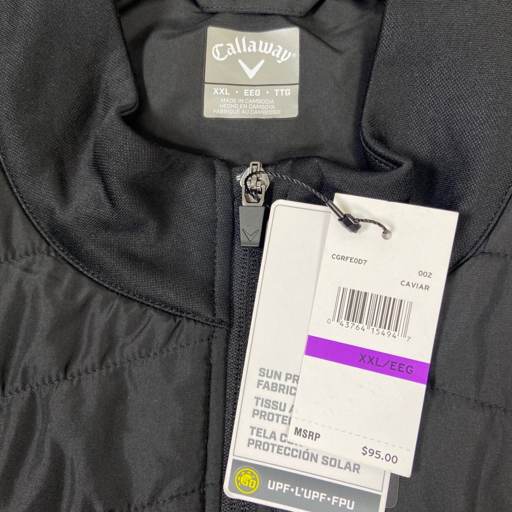 Callaway Mens XXL Black Golf Quilted Puffer Jacket Long Sleeve Zip Up‎ NEW - Picture 2 of 7